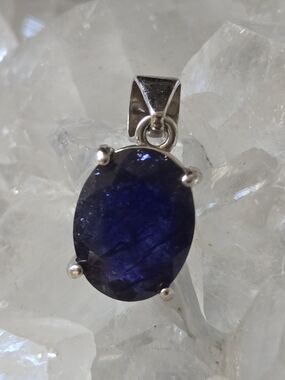 Genuine Natural Blue Sapphire 925 Sterling Silver Pendant